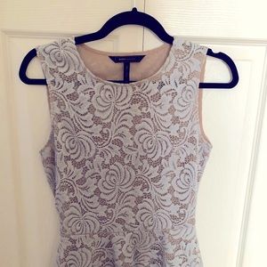 BCBGMAXAZRIA Blue Floral Lace Peplum Top